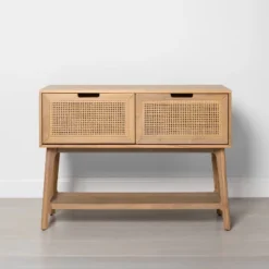 Wood & Cane Console Table With Pull-Down Drawers - Hearth & Hand™ With Magnolia 20 Wood & Cane Console Table With Pull-Down Drawers - Hearth & Hand™ With Magnolia -Default Template 1 GUEST 035057b8 c534 4483 bcfa bec1b2f8f625