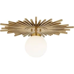 Possini Euro Design Hazel Modern Ceiling Light Semi Flush Mount Fixture 24" Wide Warm Brass White Globe Shade For Bedroom Kitchen Living Room Hallway -Default Template 1 GUEST 09f457ea 2d85 4a3f a988 56d08537b4d9