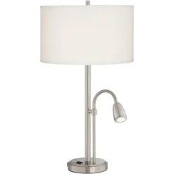 Possini Euro Design Traverse Modern Table Lamps Set Of 2 29 1/2" Tall Brushed Nickel With USB Charging Port LED Gooseneck White Drum Shade For Desk -Default Template 1 GUEST 0ae46b85 fec0 4b22 8a4e 8d4b8c8aa4fd