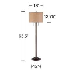 Possini Euro Design Garth Modern Floor Lamp Standing 63 1/2" Tall Oil Rubbed Bronze Burlap Fabric Drum Shade For Living Room Bedroom Office House Home -Default Template 1 GUEST 0afcbf9a df39 4526 aa07 8a9f6551bac9