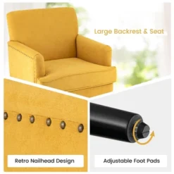 Tangkula Set Of 2 Modern Accent Chair Upholstered Sofa Chair W/ Rubber Wood Legs Yellow -Default Template 1 GUEST 0d001da3 7e9d 43a7 82e1 6d3e2916838f