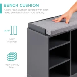 Best Choice Products 46in Shoe Storage Organization Rack Bench For Entryway, Bedroom W/ Padded Seat, 10 Cubbies - Gray -Default Template 1 GUEST 13abc812 5480 4f06 8909 0a4154ef5d89