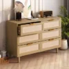 43.31" 6-Drawer Rattan Dresser For Living Room And Bedroom - ModernLuxe