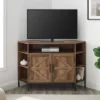 Atticus Modern Farmhouse 2 Door Corner TV Stand For TVs Up To 55" Rustic Oak - Saracina Home