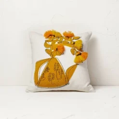 Floral Watering Pitcher Square Throw Pillow With Tassels - Opalhouse™ Designed With Jungalow™ -Default Template 1 GUEST 295bbf4a 7932 4570 9c93 22f266108cb5