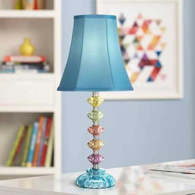 360 Lighting Bohemian Country Cottage Accent Table Lamp 21" High Teal Blue Stacked Glass For Bedroom Living Room Bedside Nightstand Office Kids Family 1 360 Lighting Bohemian Country Cottage Accent Table Lamp 21" High Teal Blue Stacked Glass For Bedroom Living Room Bedside Nightstand Office Kids Family