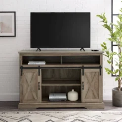 Transitional Sliding Barndoor Highboy TV Stand For TVs Up To 58" - Saracina Home -Default Template 1 GUEST 36bb9b85 ffb1 46e0 b0d8 822e73b5b63d