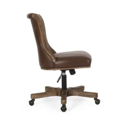 Coulee Contemporary Upholstered Roll Back Swivel Office Chair Dark Brown/Natural - Christopher Knight Home -Default Template 1 GUEST 3bfb8dc1 9bd2 4530 a813 0a3e59ca7a35