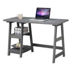 Designs2Go Trestle Desk With Shelves - Breighton Home