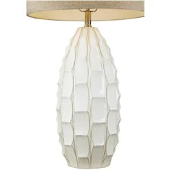 Possini Euro Design Cosgrove Modern Mid Century Table Lamp 32 3/4" Tall White Glazed Ceramic Beige Fabric Drum Shade For Bedroom Living Room Bedside -Default Template 1 GUEST 4071ce30 3ef3 4f98 9390 6f7c7f7a79d4
