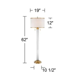 Possini Euro Design Cadence Modern Floor Lamp Standing 62" Tall Crystal Glass Column Satin Brass Linen Drum Shade For Living Room Bedroom Office House -Default Template 1 GUEST 423dd824 c25c 42b8 bded 634e5ab89186