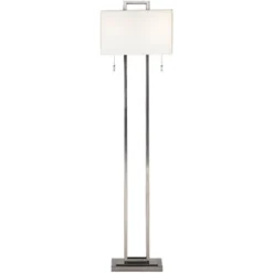 Possini Euro Design Modern Floor Lamp 62" Tall Brushed Nickel Openwork Rectangular Profile Off White Fabric Shade For Living Room Reading -Default Template 1 GUEST 44b8c0b5 0e1f 42be 886a 573dd5aac21a