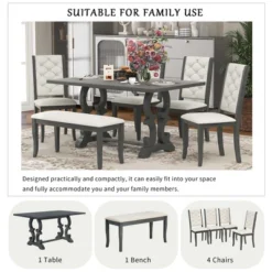 6 PCS Retro Dining Set With Unique-designed Table And Upholstered Chair-ModernLuxe -Default Template 1 GUEST 44f2ee87 4d03 48aa 80d2 d76a63684ef5