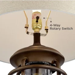 Franklin Iron Works Andreas Industrial Table Lamp 26" High Brown Metal With Nightlight LED And USB Charging Port Oatmeal Shade For Living Room Desk -Default Template 1 GUEST 48784dc5 bb0b 4357 a102 7b377aac726c