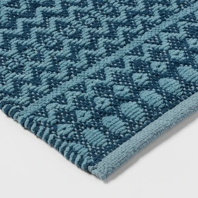 20"x32" Mixed Texture Chenille Bath Rug Teal Blue - Threshold™ 2 20"x32" Mixed Texture Chenille Bath Rug Teal Blue - Threshold™ - Image 2