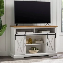 Transitional Sliding Barndoor Highboy TV Stand For TVs Up To 58" - Saracina Home -Default Template 1 GUEST 4c19d460 b0f1 4bd4 adae 7d662cd1c88d