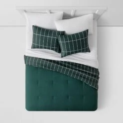 Grid Print Microfiber Reversible Comforter & Sheet Set Dark Green - Room Essentials™ -Default Template 1 GUEST 4daf5f1a f5e2 4ffd 9c0a 0163fb5f2872