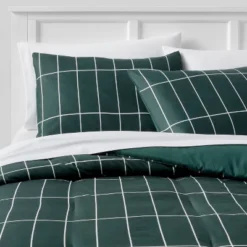 Grid Print Microfiber Reversible Comforter & Sheet Set Dark Green - Room Essentials™ -Default Template 1 GUEST 52658d90 442c 4f77 95f8 b9cc7e5b7e67