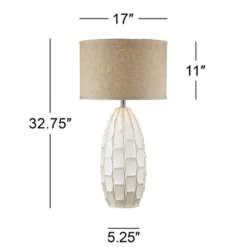 Possini Euro Design Cosgrove Modern Mid Century Table Lamp 32 3/4" Tall White Glazed Ceramic Beige Fabric Drum Shade For Bedroom Living Room Bedside -Default Template 1 GUEST 53bf3a95 df5f 48d6 9796 6dc6eda7d7ac