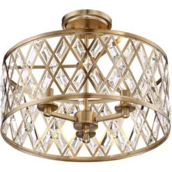 Possini Euro Design Tanz Modern Ceiling Light Semi Flush Mount Fixture 16 1/2" Wide Satin Brass 3-Light Clear Glass Crystal For Bedroom Kitchen House -Default Template 1 GUEST 55583c83 3f1a 491e 99f0 721cc5f30cd0