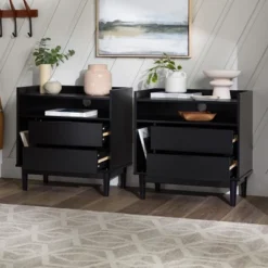 2pk Mid-Century Modern Solid Wood 2 Drawer Storage Nightstands - Saracina Home -Default Template 1 GUEST 559c5ca6 af7e 4136 9a5f 989a82141900