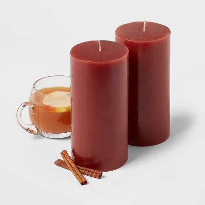 2pk Pillars Warm Cider & Cinnamon Red - Threshold™ 2 2pk Pillars Warm Cider & Cinnamon Red - Threshold™ - Image 2
