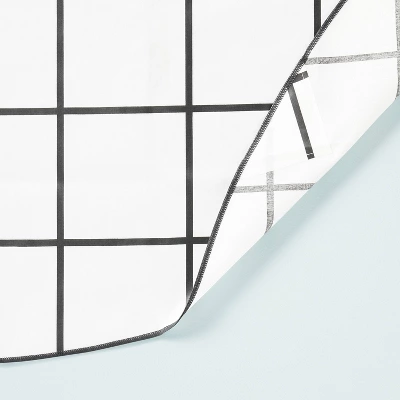 70" Grid Lines Wipeable Oil-Cloth Round Tablecloth Dark Gray/Cream - Hearth & Hand™ With Magnolia 2 70" Grid Lines Wipeable Oil-Cloth Round Tablecloth Dark Gray/Cream - Hearth & Hand™ With Magnolia - Image 2