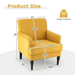 Tangkula Set Of 2 Modern Accent Chair Upholstered Sofa Chair W/ Rubber Wood Legs Yellow -Default Template 1 GUEST 59a0fbbd c8d4 4381 9b84 49c42ed1e4f6
