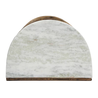 33.5" Bainville Modern Glam Handcrafted Marble Half Round Etagere Bookcase Natural White/Antique Brass - Christopher Knight Home 1 33.5" Bainville Modern Glam Handcrafted Marble Half Round Etagere Bookcase Natural White/Antique Brass - Christopher Knight Home