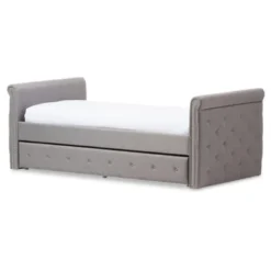 Twin Swanson Modern And Contemporary Fabric Tufted Daybed With Roll-Out Trundle Guest Bed - Baxton Studio -Default Template 1 GUEST 64123631 7044 42da 956a 442d18f7cffb