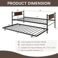 Costway Twin 2-In-1 Daybed Frame With Trundle Bed Set Steel Platform Sofa Bed Black -Default Template 1 GUEST 65439403 ce0a 428c 9625 5f5e23213a7b