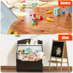 Costway Kids Wooden Toy Storage Unit Organizer W/Rolling Toy Box & Plastic Bins NaturalEspresso -Default Template 1 GUEST 6649d054 ddae 4200 95c9 643014cf866f