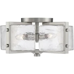 Possini Euro Design Prane Modern Industrial Ceiling Light Semi Flush Mount Fixture 17" Wide Brushed Nickel 4-Light Warped Glass For Bedroom Kitchen -Default Template 1 GUEST 67e31c74 0341 4bbe 8a39 d9439e2bc16c