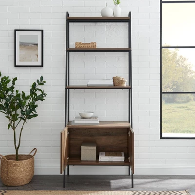 72" Open Shelf And Closed Storage Cabinet Ladder Bookcase - Saracina Home 6 72" Open Shelf And Closed Storage Cabinet Ladder Bookcase - Saracina Home - Image 6