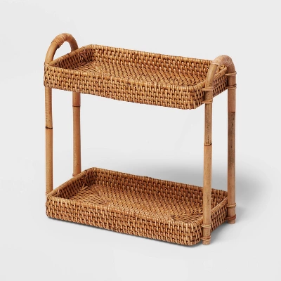 Natural Woven Tiered Vanity Bathroom Tray - Threshold™ 2 Natural Woven Tiered Vanity Bathroom Tray - Threshold™ - Image 2