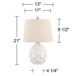 360 Lighting Ellen 21" High Sculptured Small Mid Century Modern Coastal Accent Table Lamp White Ceramic Single Living Room Bedroom Bedside Nightstand -Default Template 1 GUEST 6e1531b1 8652 48fa acde 11a37d6902b1