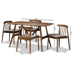 5pc Wyatt Midcentury Modern Walnut Wood Dining Set Beige/Brown - Baxton Studio -Default Template 1 GUEST 70d31893 4b7e 44ea 8caf 409763495337