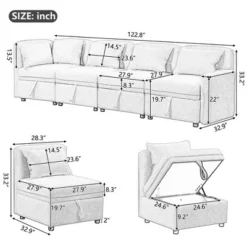 122.8" Minimalist Convertible Modular Sofa, Upholstered Sectional Sofa Couch With 5 Pillows-ModernLuxe -Decor Home GUEST 793e584d 807e 4842 8190 13b2a3034754