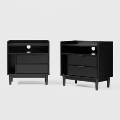 2pk Mid-Century Modern Solid Wood 2 Drawer Storage Nightstands - Saracina Home -Default Template 1 GUEST 7ec02fdf f38c 4ef2 8a65 1390845091ae