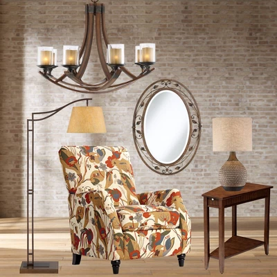 Franklin Iron Works Tahoe Rustic Industrial Downbridge Arc Floor Lamp 60" Tall Bronze Metal Faux Leather Empire Shade For Living Room Reading Bedroom 8 Franklin Iron Works Tahoe Rustic Industrial Downbridge Arc Floor Lamp 60" Tall Bronze Metal Faux Leather Empire Shade For Living Room Reading Bedroom - Image 8