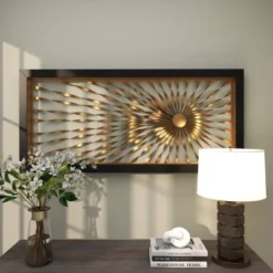 Metal Sunburst Coiled Ribbon Wall Decor With Black Frame Gold - Olivia & May -Default Template 1 GUEST 82bb3a32 0be8 41f1 a3d5 cd4796998da8