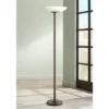 Possini Euro Design Meridian Light Blaster Modern Torchiere Floor Lamp 72" Tall Oil Rubbed Bronze LED Frosted Glass Shade For Living Room Bedroom Home