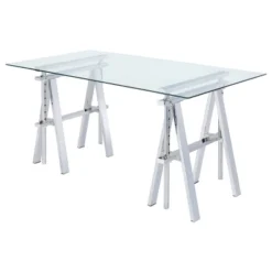Statham Glass Top Adjustable Sawhorse Standing Desk Chrome - Coaster -Default Template 1 GUEST 8f725f4c e81e 4aac bcc9 d29262a38211