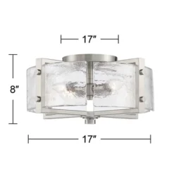 Possini Euro Design Prane Modern Industrial Ceiling Light Semi Flush Mount Fixture 17" Wide Brushed Nickel 4-Light Warped Glass For Bedroom Kitchen -Default Template 1 GUEST 968afca0 1c02 432c 9354 62d2a6a517c1