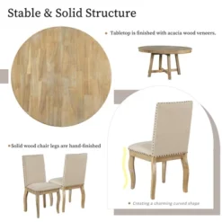 5 PCS Round Wood Extendable Dining Table Set With 4 Upholstered Dining Chairs-ModernLuxe -Default Template 1 GUEST 9ac19d65 3748 4874 9cdb f877628812e6