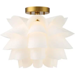 Possini Euro Design Modern Ceiling Light Semi Flush Mount Fixture White Flower Gold Metal 15 3/4" Wide Living Room Bedroom Kitchen -Default Template 1 GUEST 9caa153e a2a6 4cbb b7c7 151d401311d5
