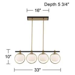 Possini Euro Design Carlyn Brass Black Linear Island Pendant Chandelier 33" Wide Modern White Glass Shade 4-Light LED Fixture For Dining Room Kitchen -Default Template 1 GUEST 9db9d07e 0dff 4ca8 821a 97332964a524