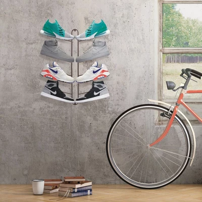 MDesign Metal Shoe Display & Storage Rack, 4 Tier, Wall Mount 1 MDesign Metal Shoe Display & Storage Rack, 4 Tier, Wall Mount