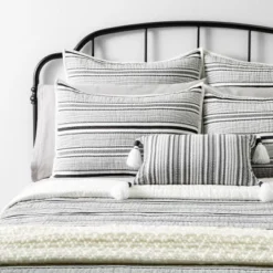 Textured Stripe Pillow Sham Dark Gray/Cream - Hearth & Hand™ With Magnolia -Default Template 1 GUEST a0f8fe96 7ab4 46c3 ad09 b2250acbb400