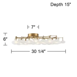 Possini Euro Design Lilypad Modern Ceiling Light Semi Flush Mount Fixture 30 1/4" Wide Warm Brass 12-Light Frosted Glass Shade For Bedroom Living Room -Default Template 1 GUEST a233a009 bd72 44f5 9f48 3c2effe14b0b